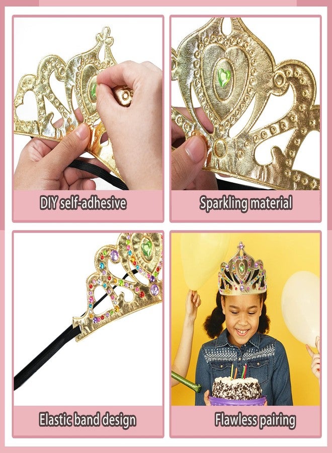 SENONAPO 50 Pcs Foam Crowns Kids Princess Tiaras Crowns Bulk with 2 Styles DIY Diamond Sticker Making Kits for Kids Birthday Party Supplies - Image 3